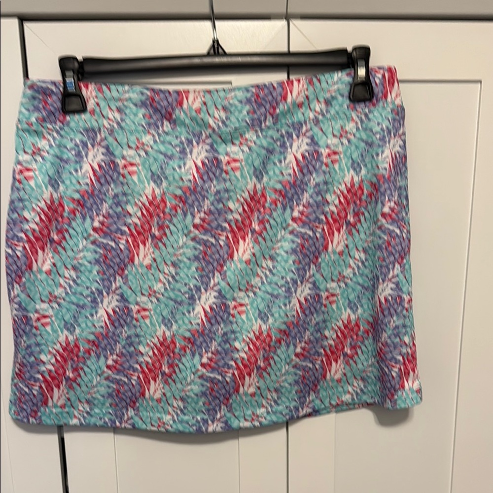 Vibrant Floral Mini Skirt - Red and Blue